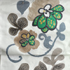 「なごや帯　更紗洋花文」・・・生地は錦地。西陣織の最も基本の組織。締めやすく、自然な絹の光沢がある。